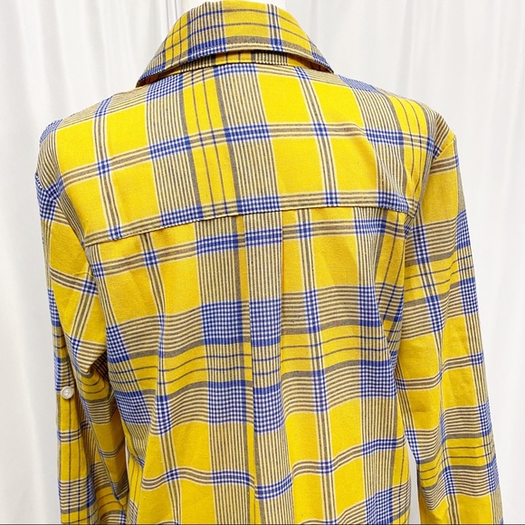 Plaid Yellow & Blue Button Down Shirt - Picture 6 of 10